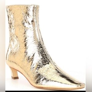 Michael Kors Cosmo Crinkle Metallic Leather Kitten Heel Booties NWOT